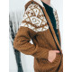 Pánsky pletený hnedý sveter s kapucňou