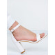 Dámske sandále na hrubom opätku - biele ROSE