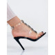 Luxusné dámske čierne sandále s ozdobnými kamienkami