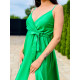 Dámské dlhé jasne zelené saténové šaty 