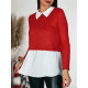 Dámsky sveter s blúzkou - červený