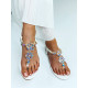 Exkluzívne dámske biele prešívané sandále s kamienkami