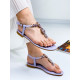 Exkluzívne dámske fialové prešívané sandále s kamienkami