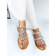 Dámske exkluzívne sandále s ozdobnými kamienkami - biele