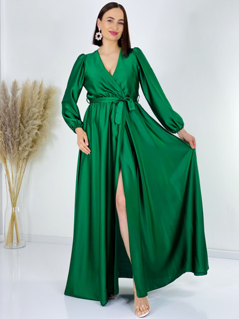Dámske dlhé spoločenské šaty s dlhým rukávom Vanes- zelené