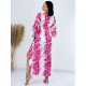 Dámske dlhé exkluzívne kimono/šaty s gombíkmi - ružové
