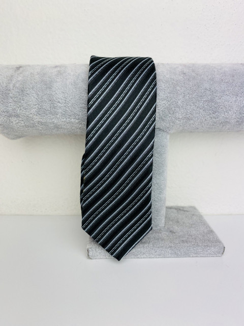 Pánska sivo-čierna úzka kravata
