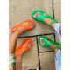 Dámske letné sandále na platforme so zapínaním okolo členku - oranžové