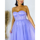 Exkluzívne dlhé dámske spoločenské šaty s týlovou sukňou - fialové