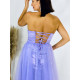 Exkluzívne dlhé dámske spoločenské šaty s týlovou sukňou - fialové