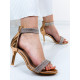 Dámske elegantné medené sandále s kamienkami ELA