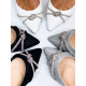 Dámske strieborné trblietavé sandále s kaminekami