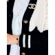 Dámsky oversize svetrík/kabátik na gombíky s vreckami - čierny