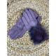 Dámske fialové rukavice s pravou kožušinou