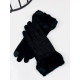 Dámske trblietavé rukavice s kožušinou - čierne