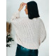 Dámsky pletený oversize sveter so širokými rukávmi - béžový