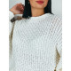 Dámsky pletený oversize sveter so širokými rukávmi - biely