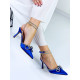 Exkluzívne dámske sandále s ozdobnými kamienkami a mašľou - modré 
