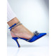 Exkluzívne dámske sandále s ozdobnými kamienkami a mašľou - modré 