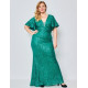 Dámske luxusné dlhé spoločenské šaty s flitrami - zelené