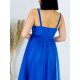 Dámske modré spoločenské šaty s týlovou sukňou