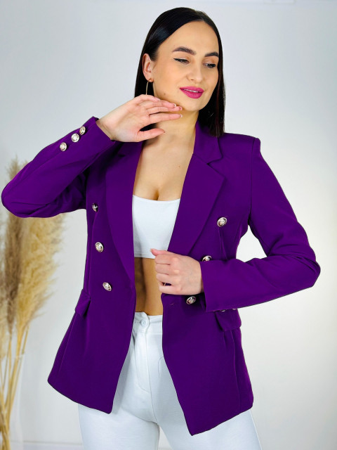 Dámske elegantné fialové sako s gombíkmi