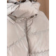 Dámska béžová krátka obojstranná zimná bunda s kapucňou FENDILA