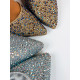 Dámske zlaté trblietavé sandále s dúhovými kamienkami Shiny