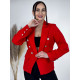 Dámske elegantné sako s gombíkmi a vreckami - červené