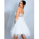 Dámske biele krátke áčkové šaty s tylovou sukňou 