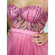 Dámske ružové krátke áčkové šaty s tylovou sukňou 