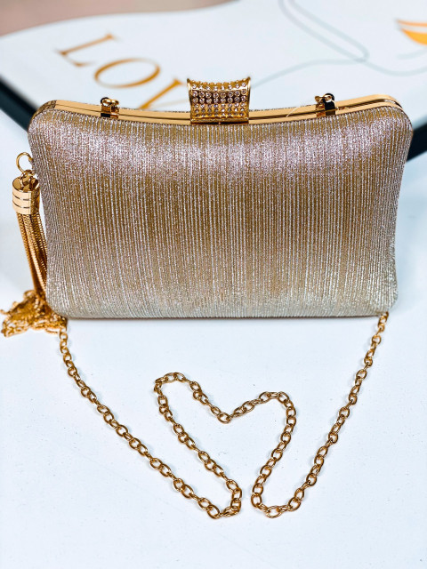 Dámska elegantná spoločenská kabelka s remienkom - zlatá