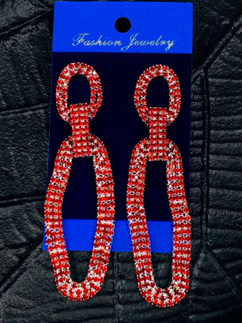 Dámske elegantné červené náušnice s kamienkami ILA