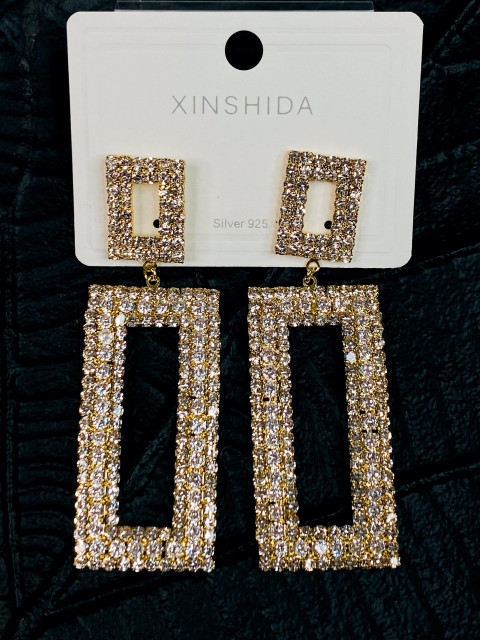 Dámske elegantné zlaté náušnice s kamienkami SHIDA