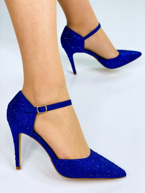 Dámske kráľovsky modré sandále s kamienkami Luxia