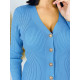 Dámske svetríkové šaty s gombíkmi - modré