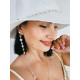 Dámsky biely slamený klobúk s perlami