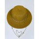 Dámsky hnedý slamený klobúk s perlami