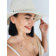 Dámsky béžový slamený klobúk s perlami