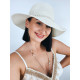 Dámsky béžový slamený klobúk s perlami