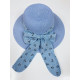 Dámsky modrý slamený klobúk s mašľou